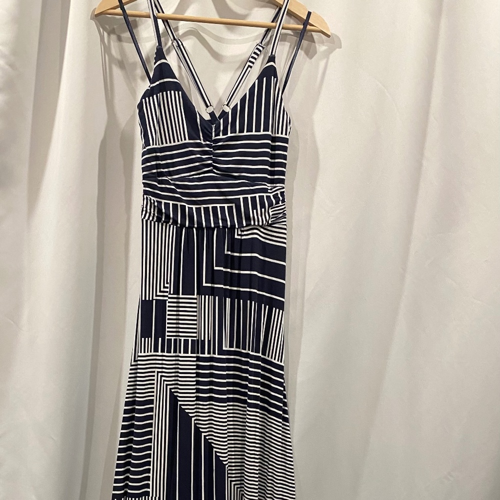 Banana Republic Navy Print Sleeveless Maxi Dress